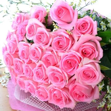 ＜フジテレビフラワーネット＞ 勝負ブーケ PinkRose （バラの花束） ピンク系 誕生日、結婚記念日、お祝い、歓送迎（送別、歓迎）、退職祝い、発表会