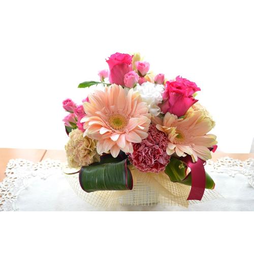 大人のアレンジ　MagicPink　（バラとガーベラのフラワーアレンジメント）ピンク系　誕生日、結婚記念日、お祝い、敬老の日2