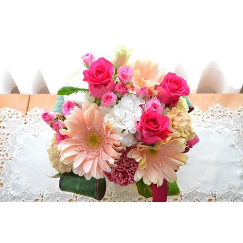 大人のアレンジ　MagicPink　（バラとガーベラのフラワーアレンジメント）ピンク系　誕生日、結婚記念日、お祝い、敬老の日4