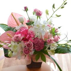 プチ贅沢なアレンジ　PianoSonata　（バラのフラワーアレンジメント）ピンク系　誕生日、結婚記念日、お祝い、敬老の日