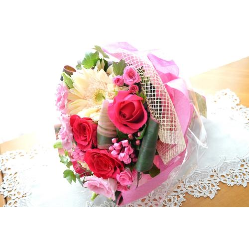 大人のブーケ　DropPink　（バラとガーベラの花束）ピンク系　誕生日、結婚記念日、お祝い、送別、発表会、敬老の日5