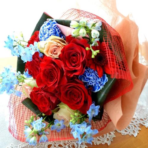 大人のブーケ　Redbull　（バラの花束）赤系　誕生日、結婚記念日、お祝い、送別、発表会、敬老の日1