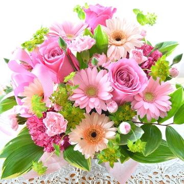 ＜フジテレビフラワーネット＞ 大人のアレンジメント PinkWay （バラとガーベラのフラワーアレンジメント）ピンク系 誕生日、結婚記念日、お祝い