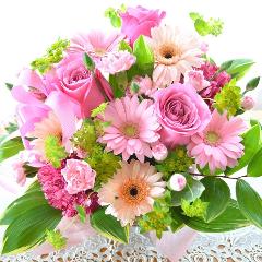 大人のアレンジメント　PinkWay　（バラとガーベラのフラワーアレンジメント）ピンク系　誕生日、結婚記念日、お祝い