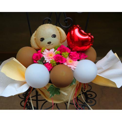 フラワー バルーン プードル クリーム 花屋 ｈａｎａｔｏｓｈｉ のオリジナル商品 フラワーギフトはプロのお花屋さんにおまかせ フジテレビフラワーネット