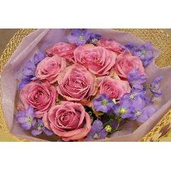 紫バラとデルフィニュームの花束☆