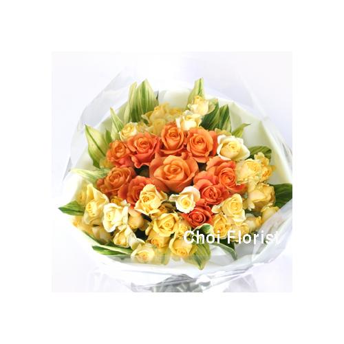 黄色とオレンジ色のバラ（Ｂ-109）1