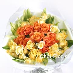 黄色とオレンジ色のバラ（Ｂ-109）