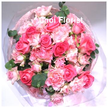 ＜フジテレビフラワーネット＞ ピンクバラの花束（B-088）