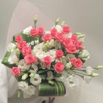 ＜フジテレビフラワーネット＞ ピンクバラの花束（Ｂ072）