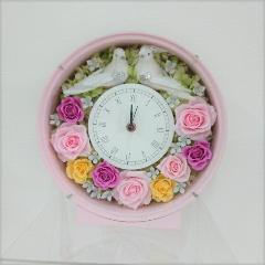 プリザーブドフラワー 鳩花時計ピンク