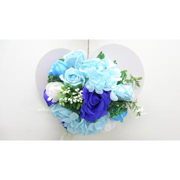 ＜フジテレビフラワーネット＞ 50輪のバラ☆シャボンフラワーハートBOX/LEDライト付き