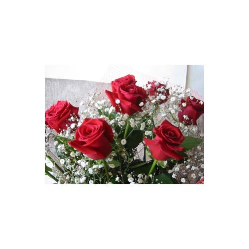 【花束】 赤バラとかすみ草の花束3