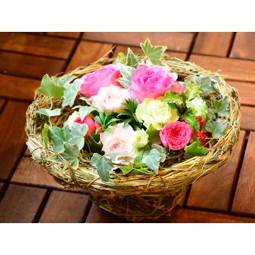 ＜フジテレビフラワーネット＞  アレンジ花 黄色オレンジ
