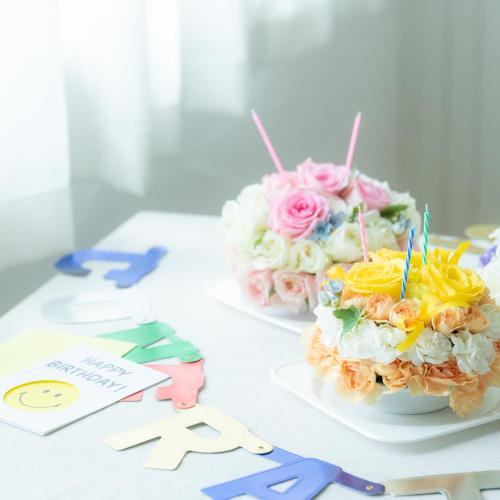ケーキアレンジメント「贅沢ローズケーキパステルピンク」4