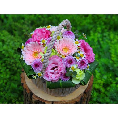 発表会 楽屋花 展示会に ピンクバスケット 花屋 ｈａｎａｔｏｓｈｉ のオリジナル商品 フラワーギフトはプロのお花屋さんにおまかせ フジテレビフラワーネット