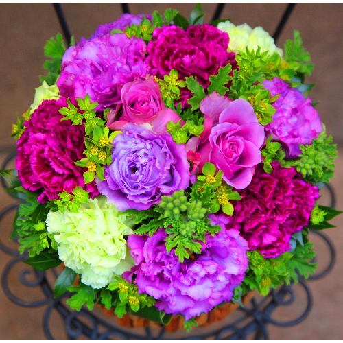 エレガントな紫のバラ！「パープルローズアレンジメント」L」| 花屋 