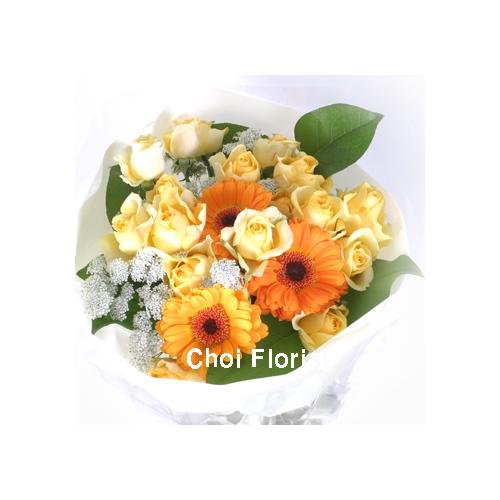 ビタミンカラーの花束 ｂ107 花屋 ｃｈｏｉ ｆｌｏｒｉｓｔ のオリジナル商品 フラワーギフトはプロのお花屋さんにおまかせ フジテレビフラワーネット