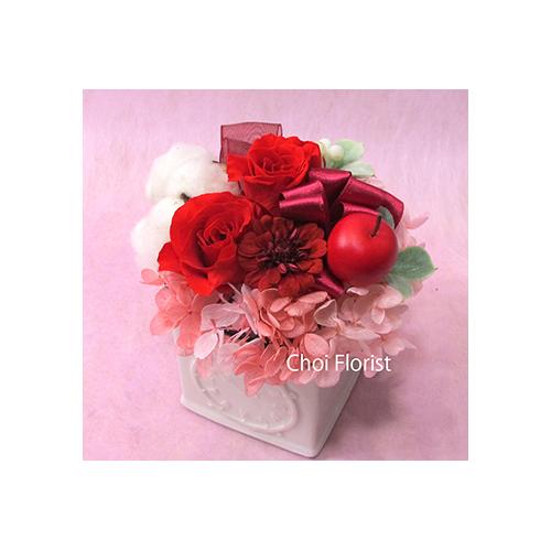 可愛い赤系プリザーブドフラワー Pl392 花屋 ｃｈｏｉ ｆｌｏｒｉｓｔ のオリジナル商品 フラワー ギフトはプロのお花屋さんにおまかせ フジテレビフラワーネット