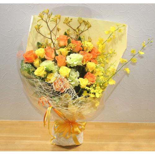 花のんオリジナル 黄バラ オレンジバラなどを使ったイエロー系花束 花屋 フラワーショップ 花のん のオリジナル商品 フラワーギフトはプロのお花屋さんにおまかせ フジテレビフラワーネット