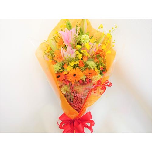 オレンジ系ボリューム感のある花束。」| 花屋「ポピー」のオリジナル