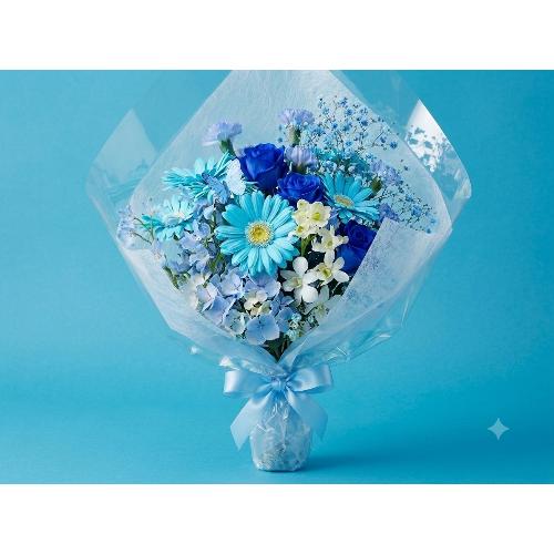 水色のブーケ（※人工的に染色されたお花を使用します）」| 花屋