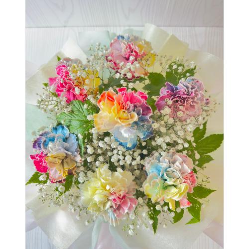 レインボーカーネーションのアレンジメント」| 花屋「BARIS