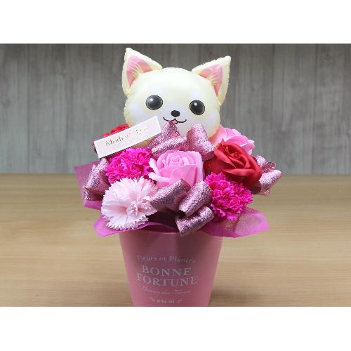 白チワワのバルーンとフレグランスフラワーRP」| 花屋「フロー 白チワワのバルーンとフレグランスフラワーRP」| 花屋「フロー