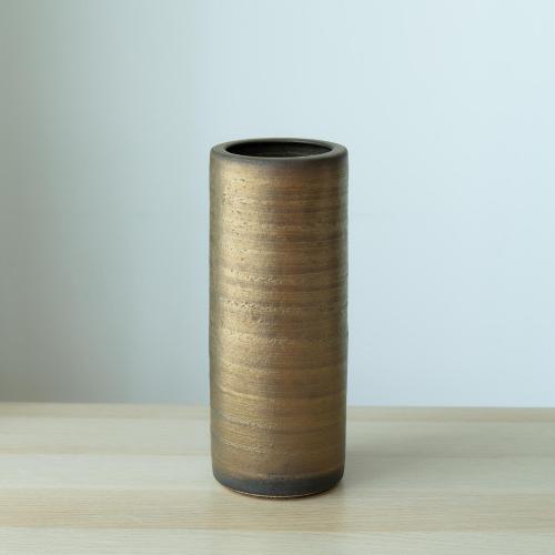 信楽焼 花瓶 花入れ 緑クシ目 直径22cm 信楽焼 花瓶 花入れ 金彩変形クシ