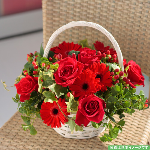 バラのホワイトバスケットアレンジメント フラワーギフトはプロのお花屋さんにおまかせ フジテレビフラワーネット