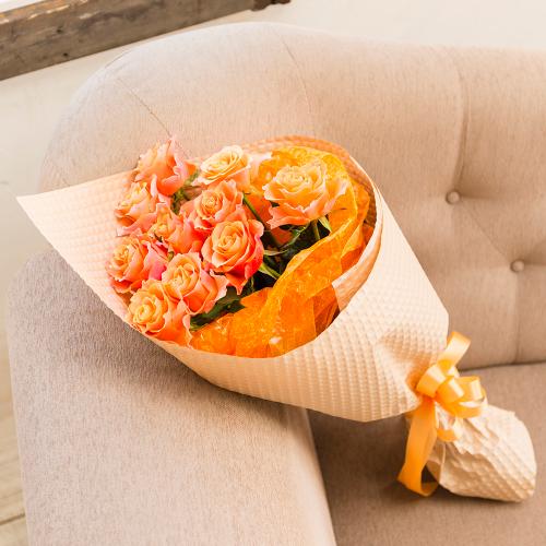 元気がでるオレンジのバラの花束 フラワーギフトはプロのお花屋さんにおまかせ フジテレビフラワーネット