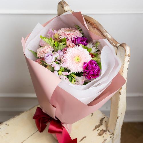 お祝い花】プロにおまかせ ブーケ「ピンク系」5,500円」 | フラワー